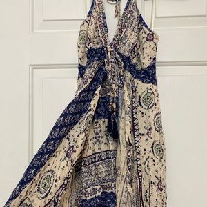 NWT navy and cream romper with skirt overlay